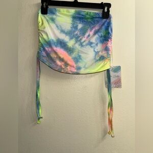 J for Justify Tie Dye Ruched Side Tie Crop Top Large Y2K Festival